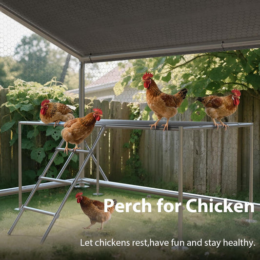 JAIOO 9.8x19.7x6.4FT Walk-in Chicken Coop with Metal Frame