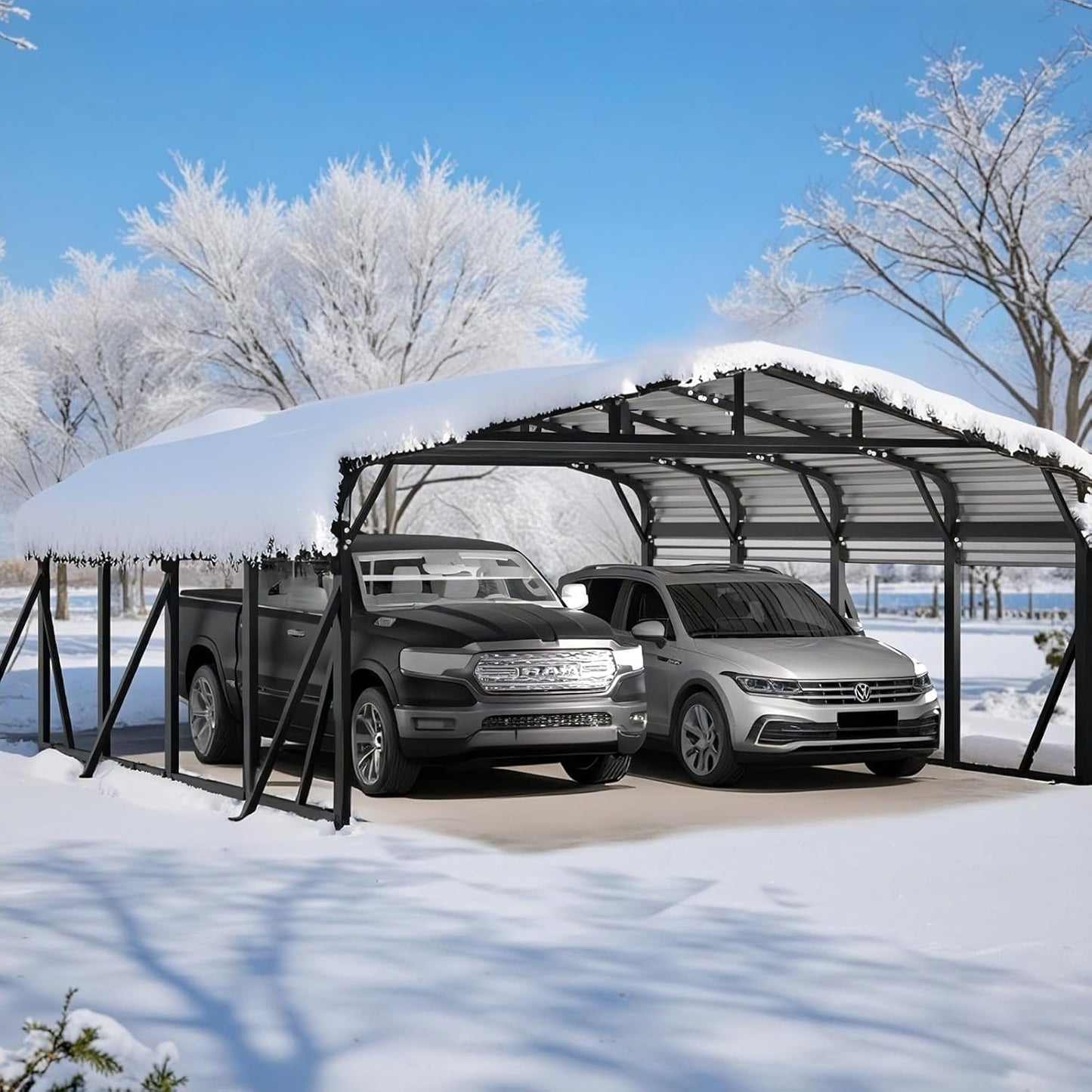 JAIOO 20x20FT Metal Carport with Galvanized Steel Frame