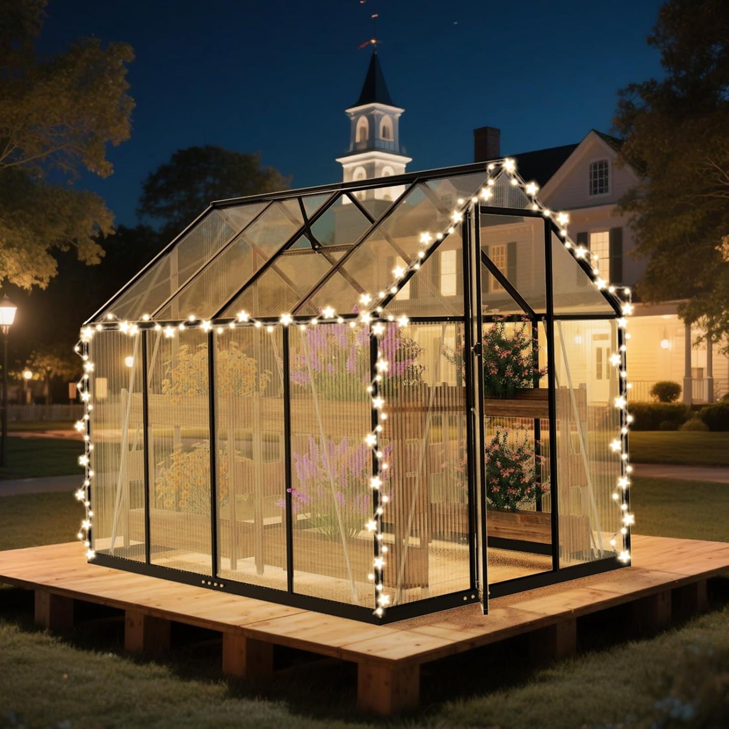 JAIOO 6x8FT Polycarbonate Greenhouse with Aluminum Frame