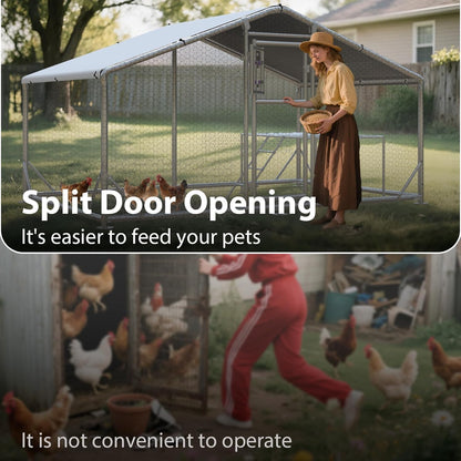 JAIOO 9.8x6.5x6.4FT Walk-in Chicken Coop with Metal Frame