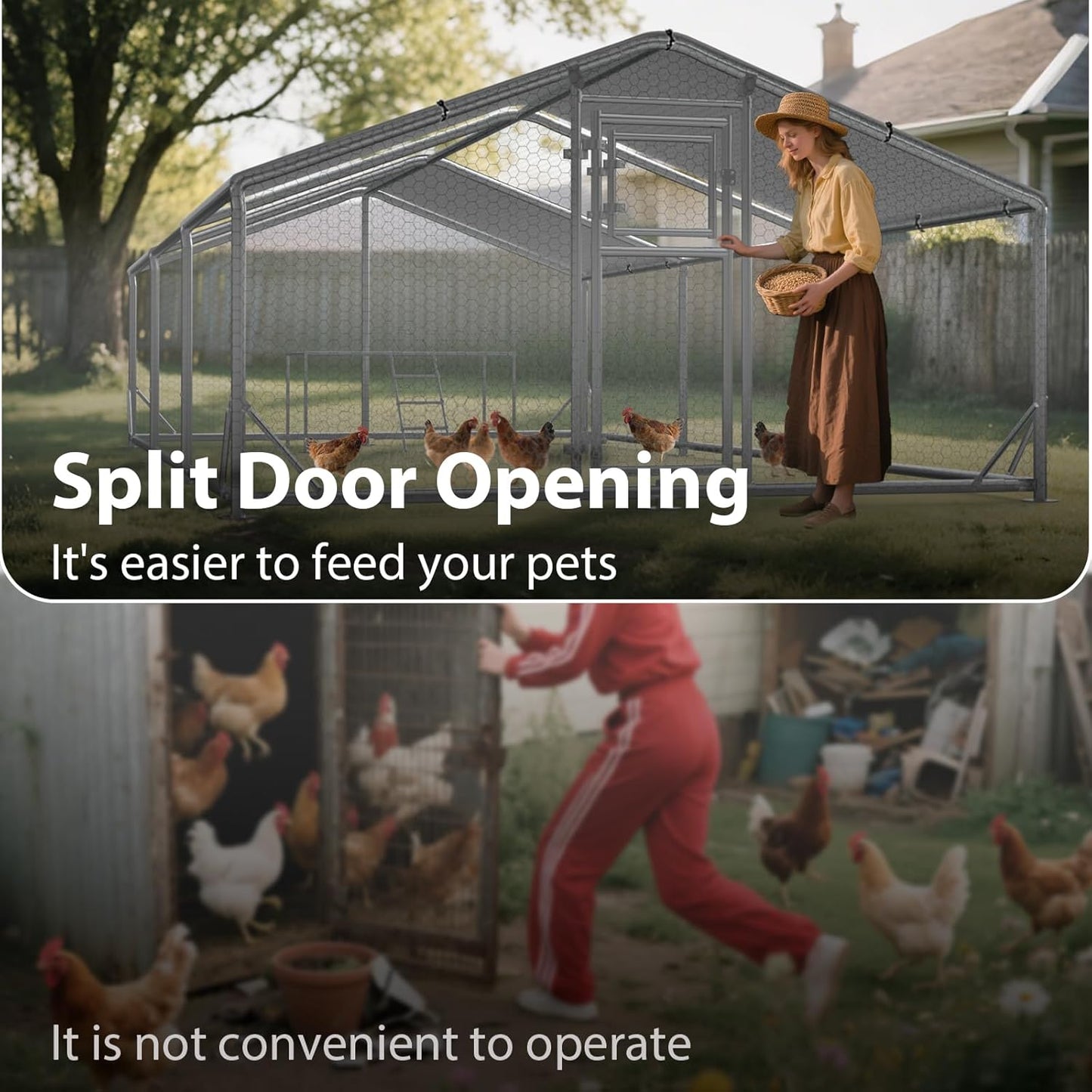 JAIOO 9.8x19.7x6.4FT Walk-in Chicken Coop with Metal Frame