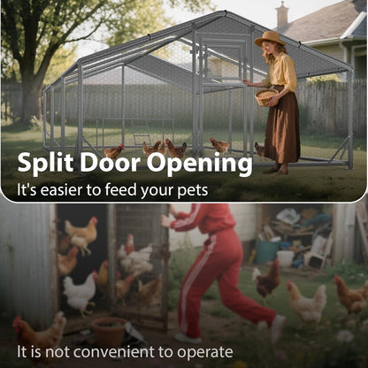 JAIOO 9.8x19.7x6.4FT Walk-in Chicken Coop with Metal Frame