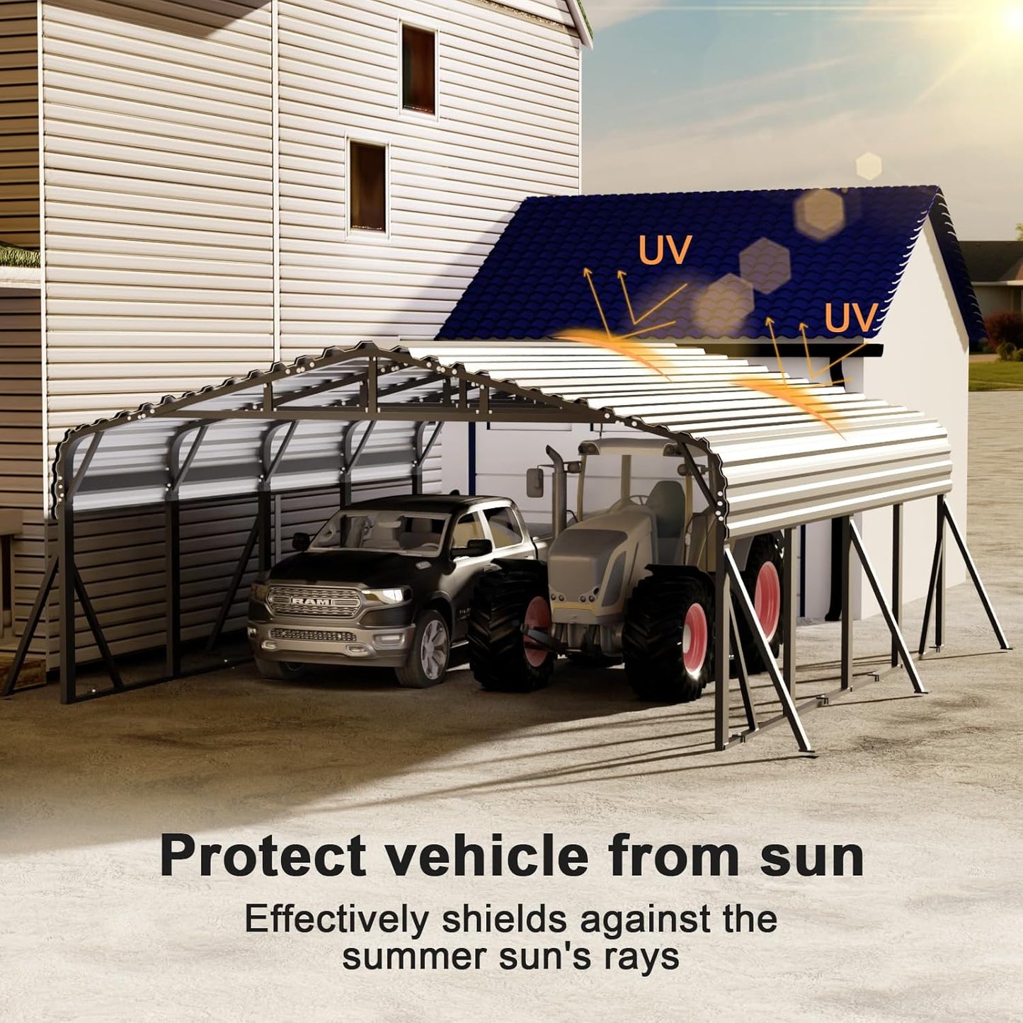 JAIOO 20x20FT Metal Carport with Galvanized Steel Frame