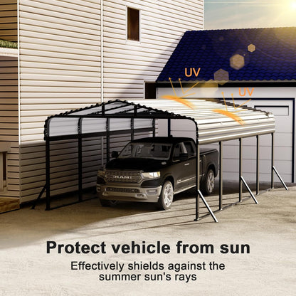 JAIOO 12x20FT Metal Carport with Galvanized Steel Frame