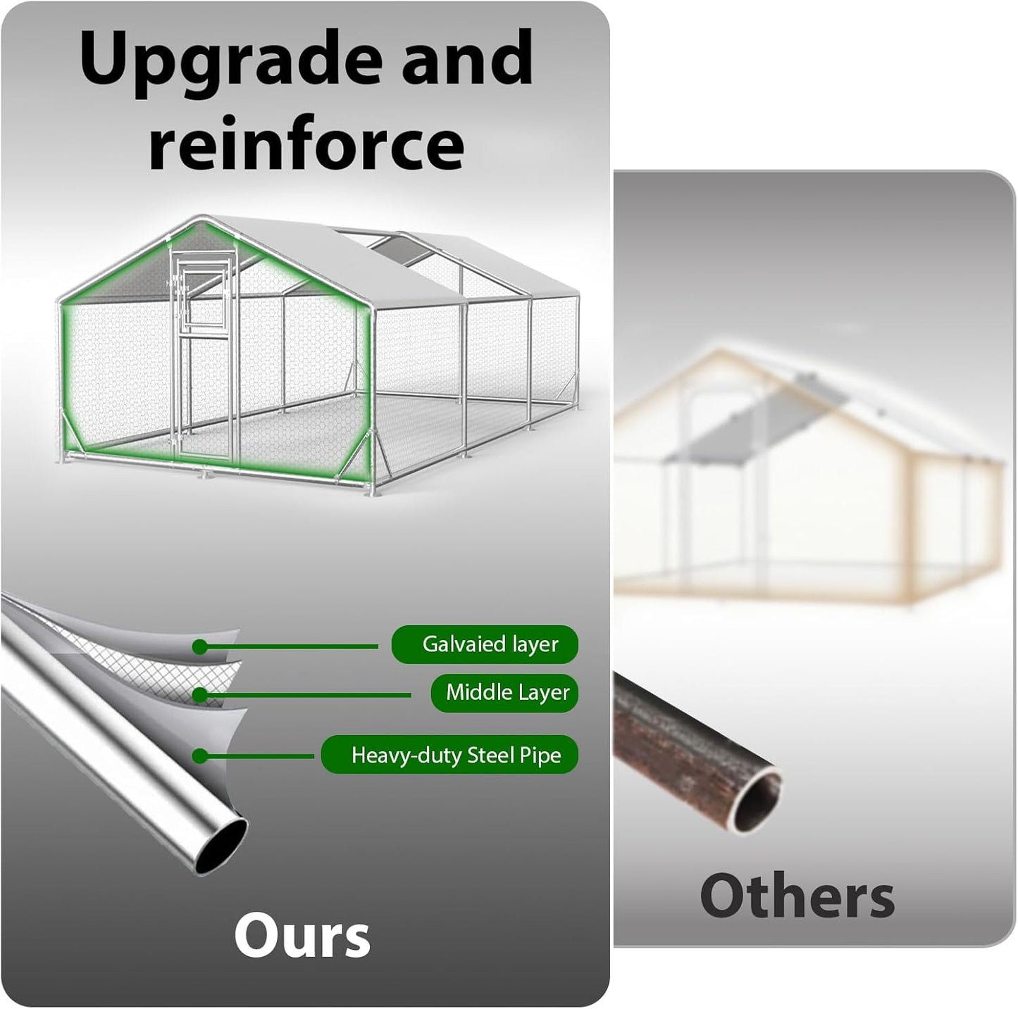 JAIOO 9.8x19.7x6.4FT Walk-in Chicken Coop with Metal Frame