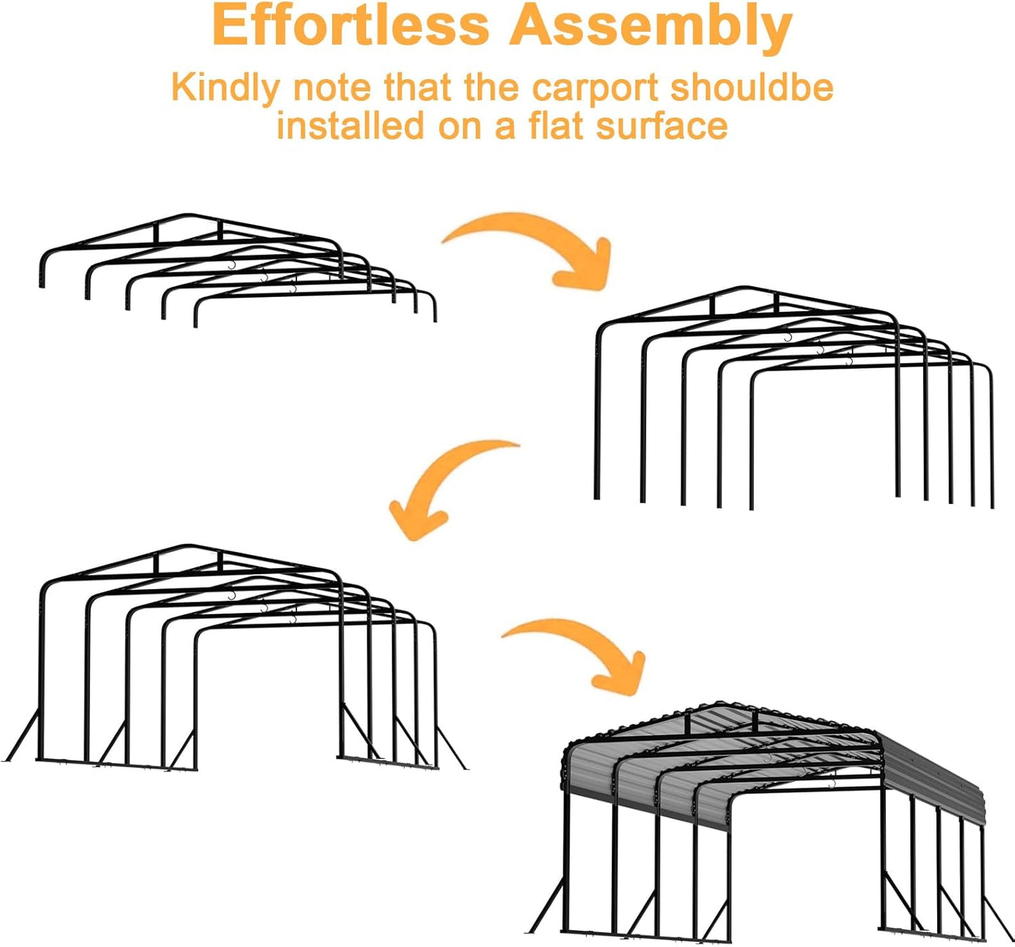 JAIOO 12x20FT Metal Carport with Galvanized Steel Frame