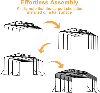 JAIOO 12x20FT Metal Carport with Galvanized Steel Frame
