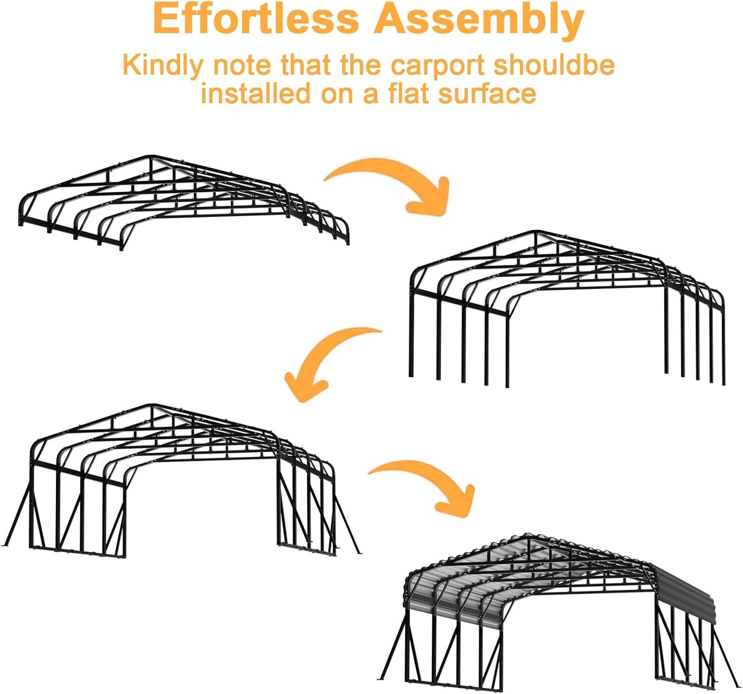 JAIOO 20x20FT Metal Carport with Galvanized Steel Frame