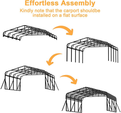 JAIOO 20x20FT Metal Carport with Galvanized Steel Frame