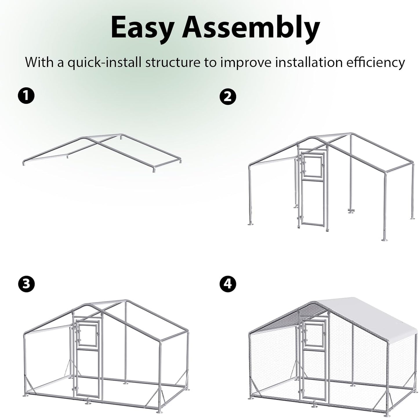 JAIOO 9.8x6.5x6.4FT Walk-in Chicken Coop with Metal Frame