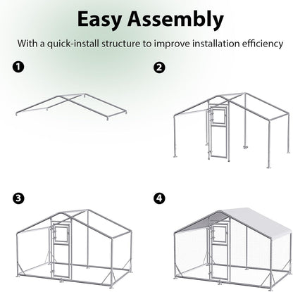 JAIOO 9.8x6.5x6.4FT Walk-in Chicken Coop with Metal Frame