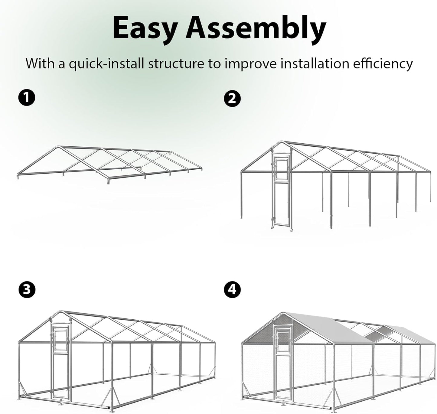 JAIOO 9.8x26.2x6.4FT Walk-in Chicken Coop with Metal Frame