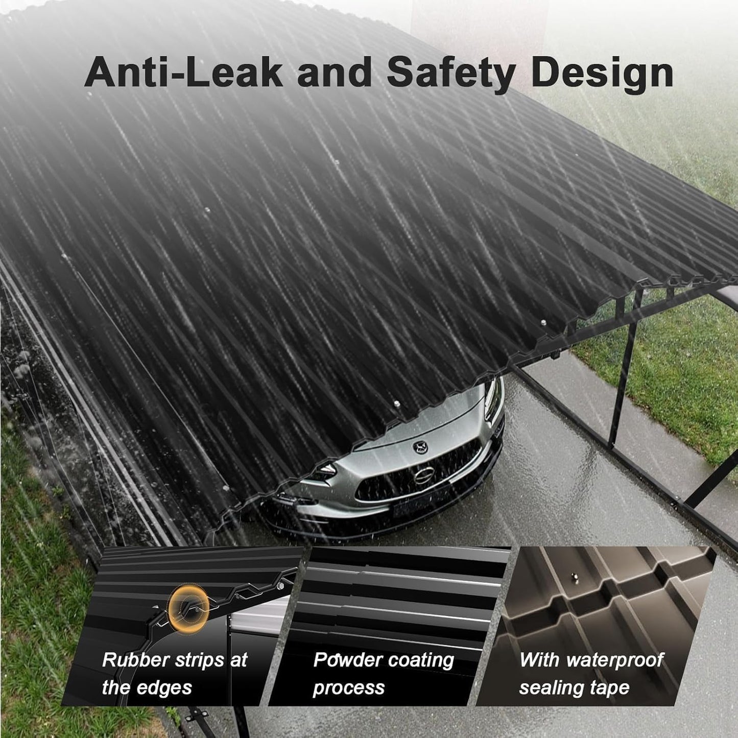 JAIOO 20x20FT Metal Carport with Galvanized Steel Frame