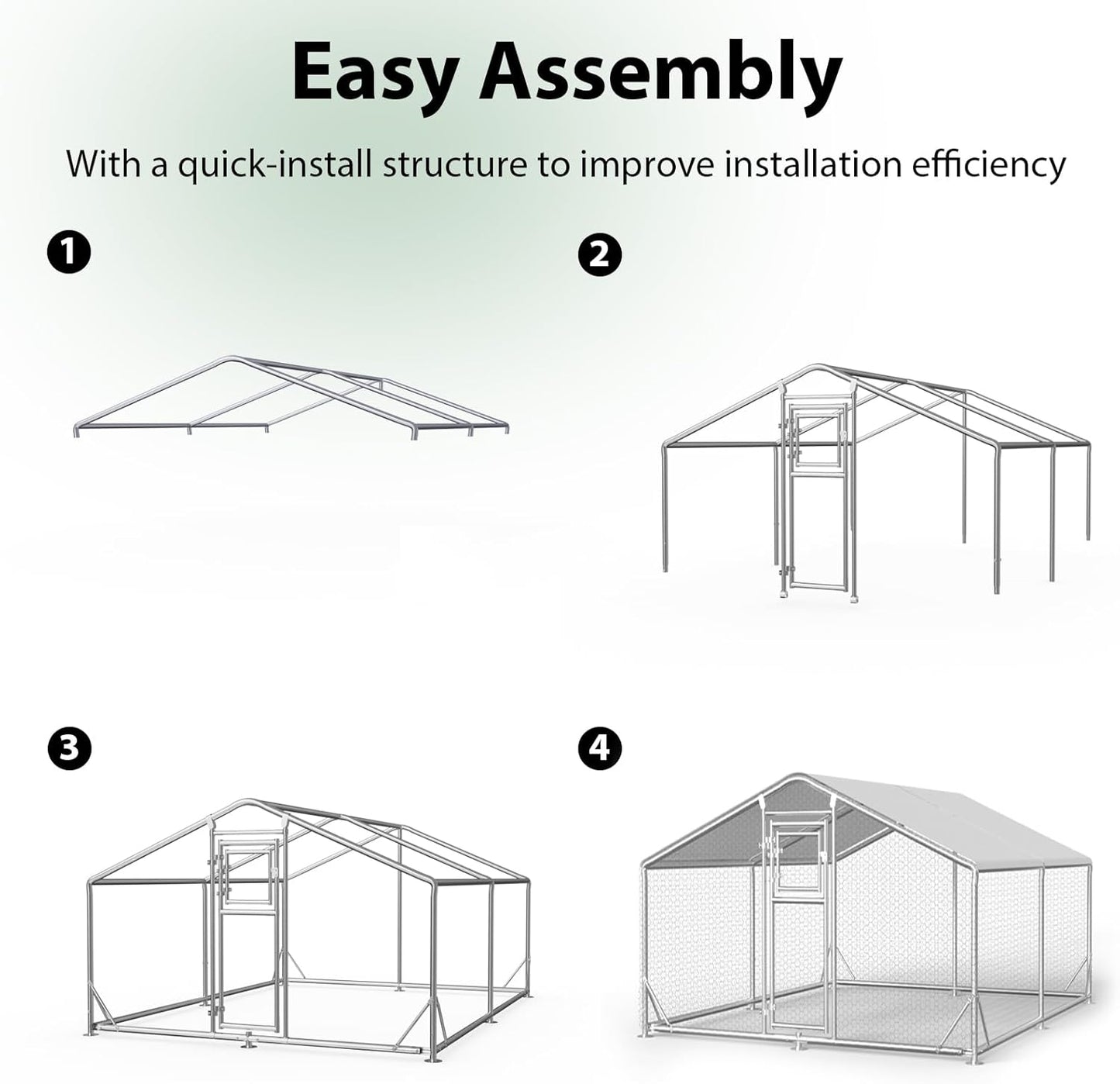 JAIOO 9.8x13.1x6.4FT Walk-in Chicken Coop with Metal Frame
