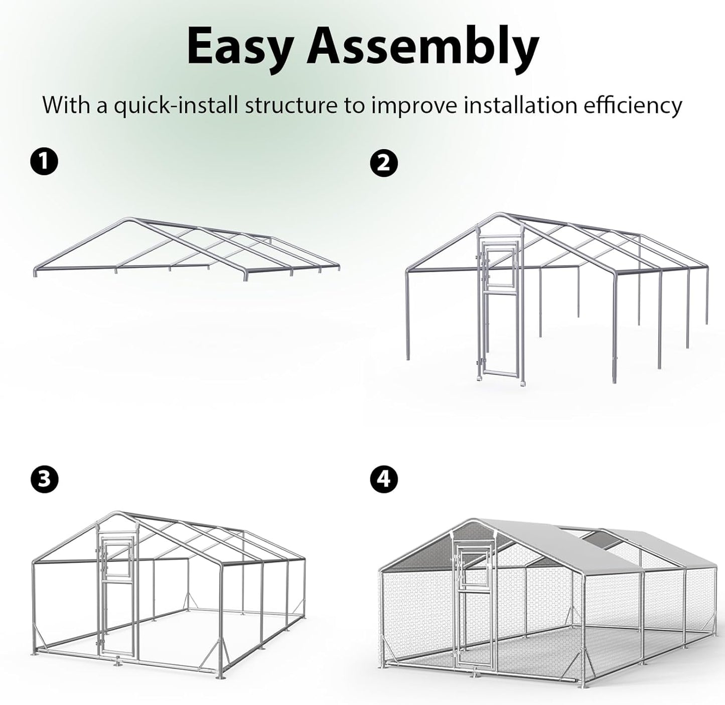 JAIOO 9.8x19.7x6.4FT Walk-in Chicken Coop with Metal Frame