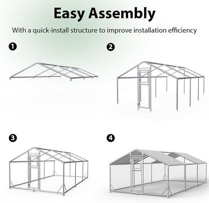 JAIOO 9.8x19.7x6.4FT Walk-in Chicken Coop with Metal Frame