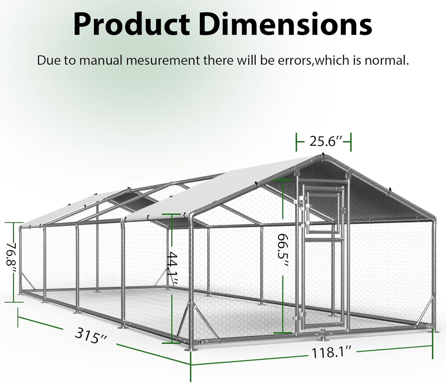 JAIOO 9.8x26.2x6.4FT Walk-in Chicken Coop with Metal Frame