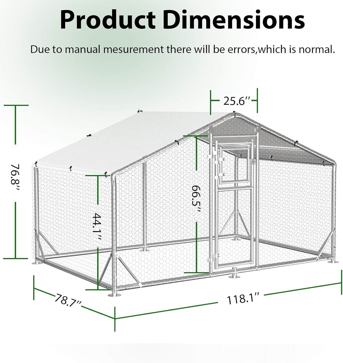 JAIOO 9.8x6.5x6.4FT Walk-in Chicken Coop with Metal Frame
