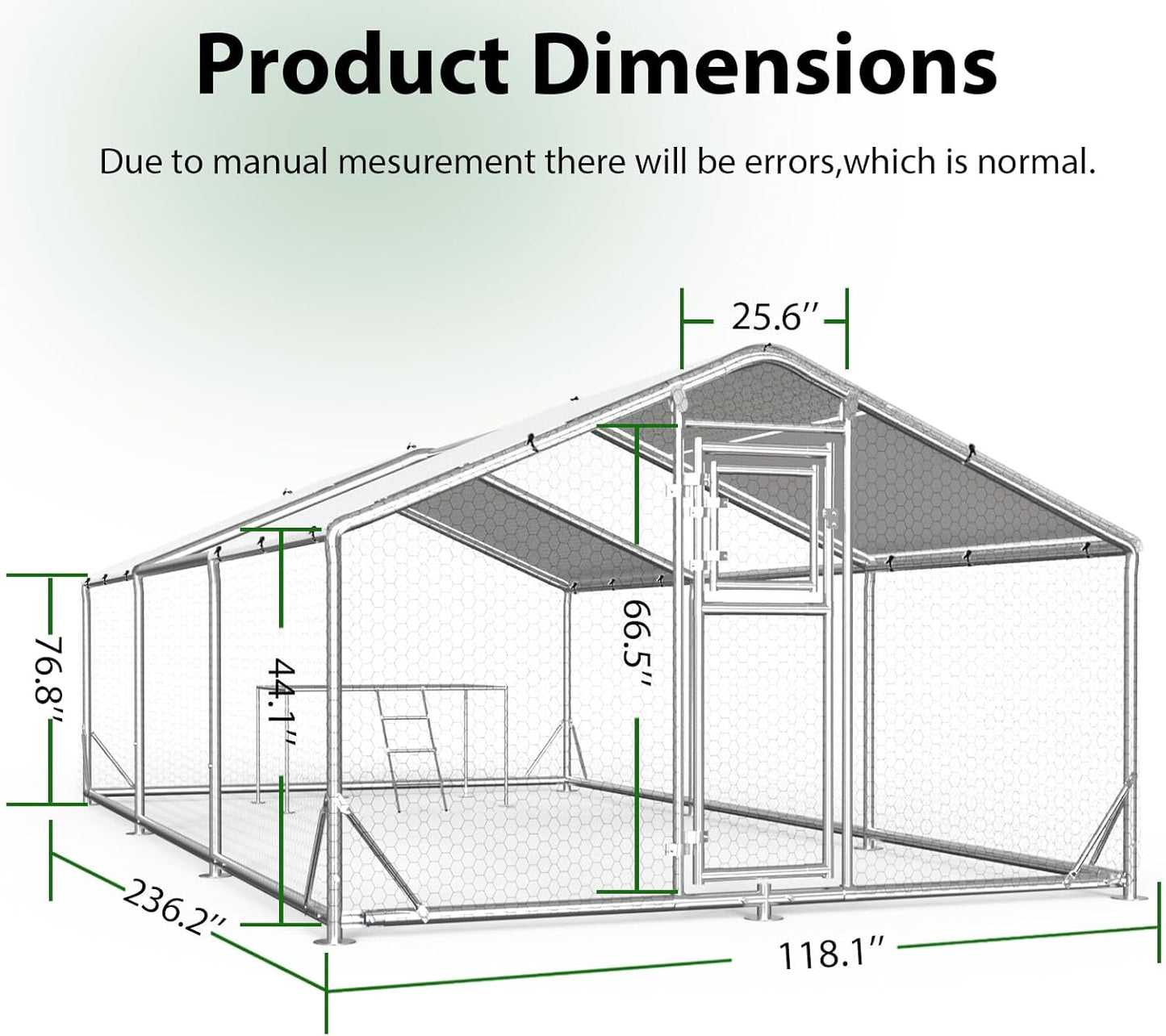 JAIOO 9.8x19.7x6.4FT Walk-in Chicken Coop with Metal Frame