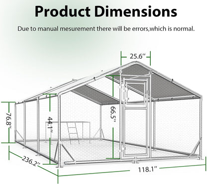 JAIOO 9.8x19.7x6.4FT Walk-in Chicken Coop with Metal Frame