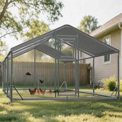 JAIOO 9.8x19.7x6.4FT Walk-in Chicken Coop with Metal Frame